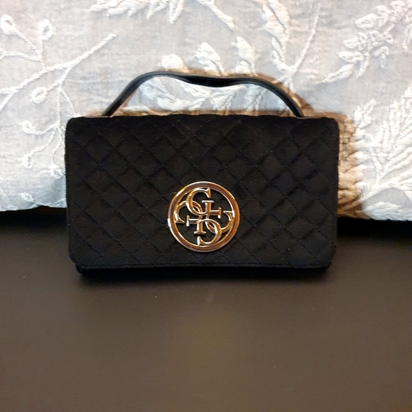 Like-New Guess Handheld / Crossbody Black Suede Bag - Picture 4 of 9